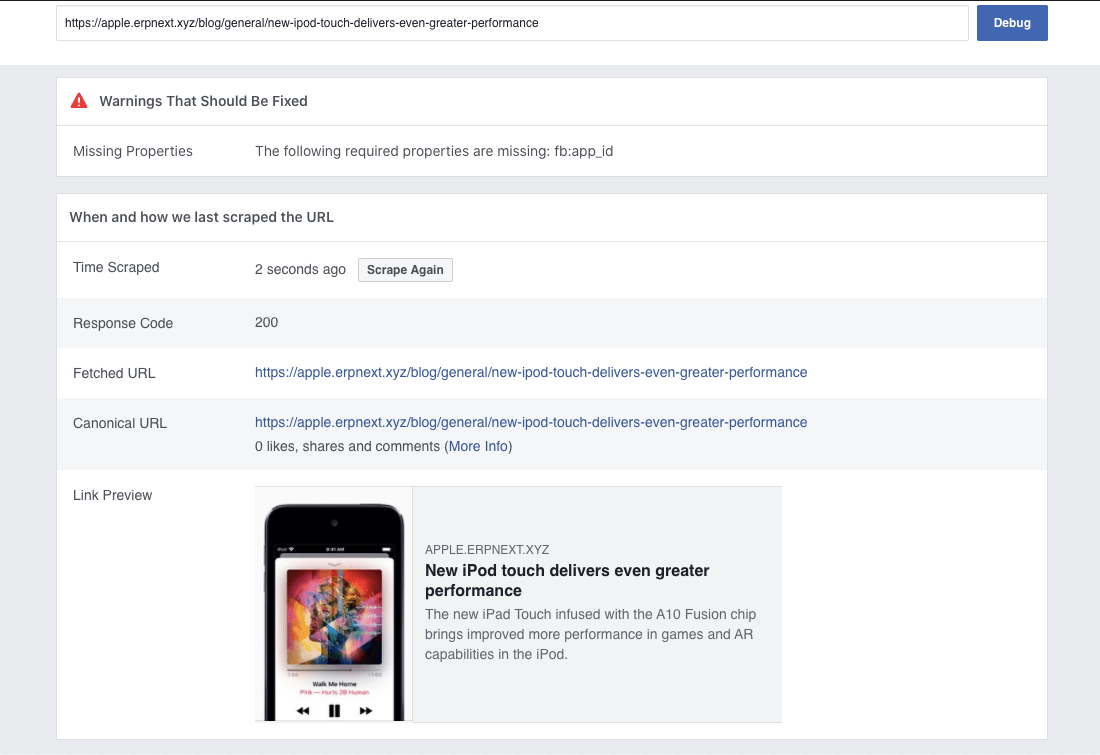 Facebook Sharing Debugger
