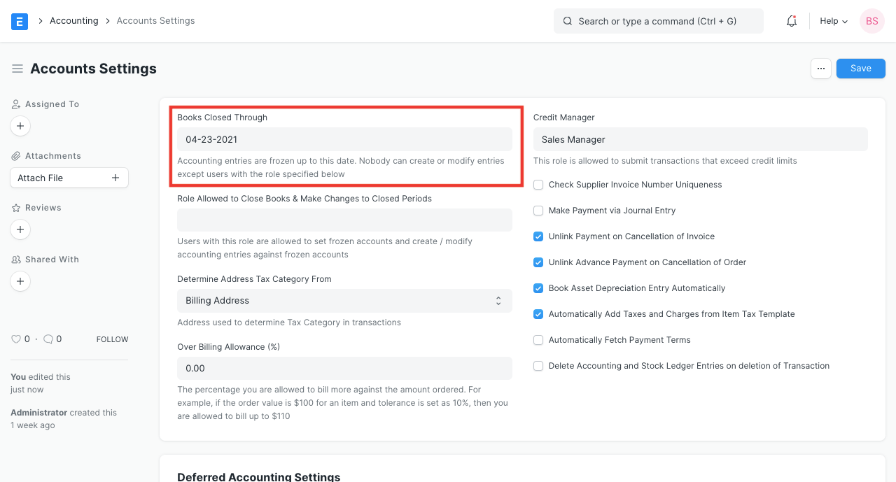 Books Closed Through