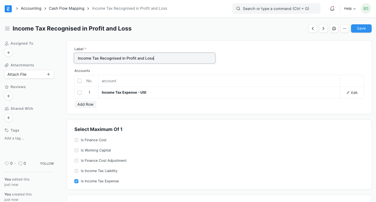 Cash Flow Mapping for Income Tax Expense
