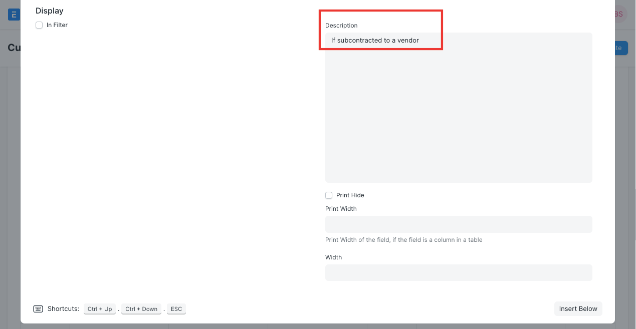 Custom Field Description