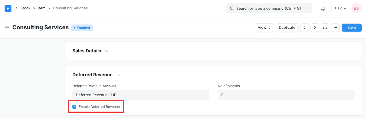 Item With Deferred Revenue