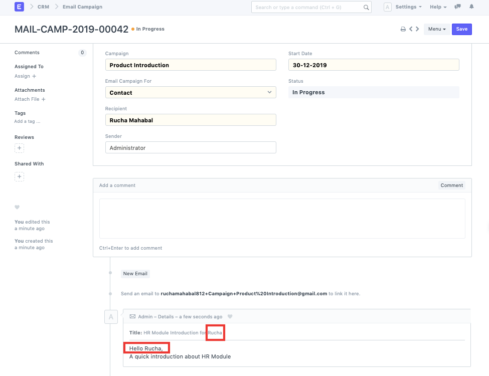 Email Campaign Doc Data