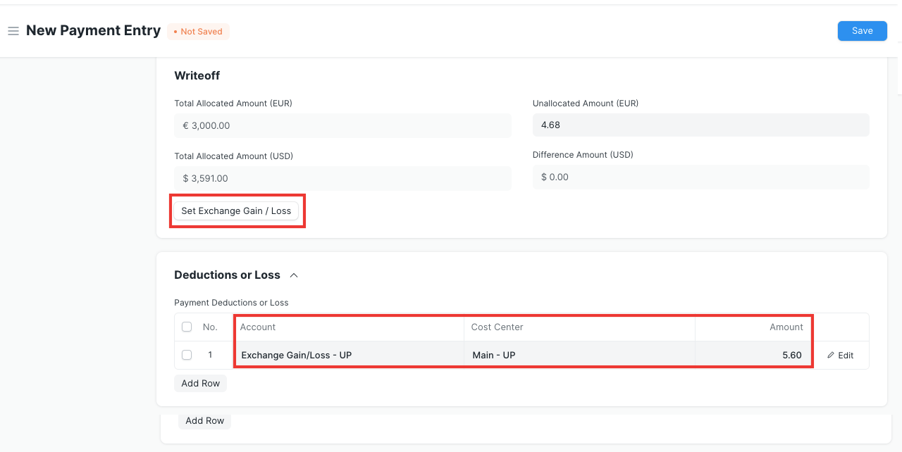 Exchange Gain Loss Ledger