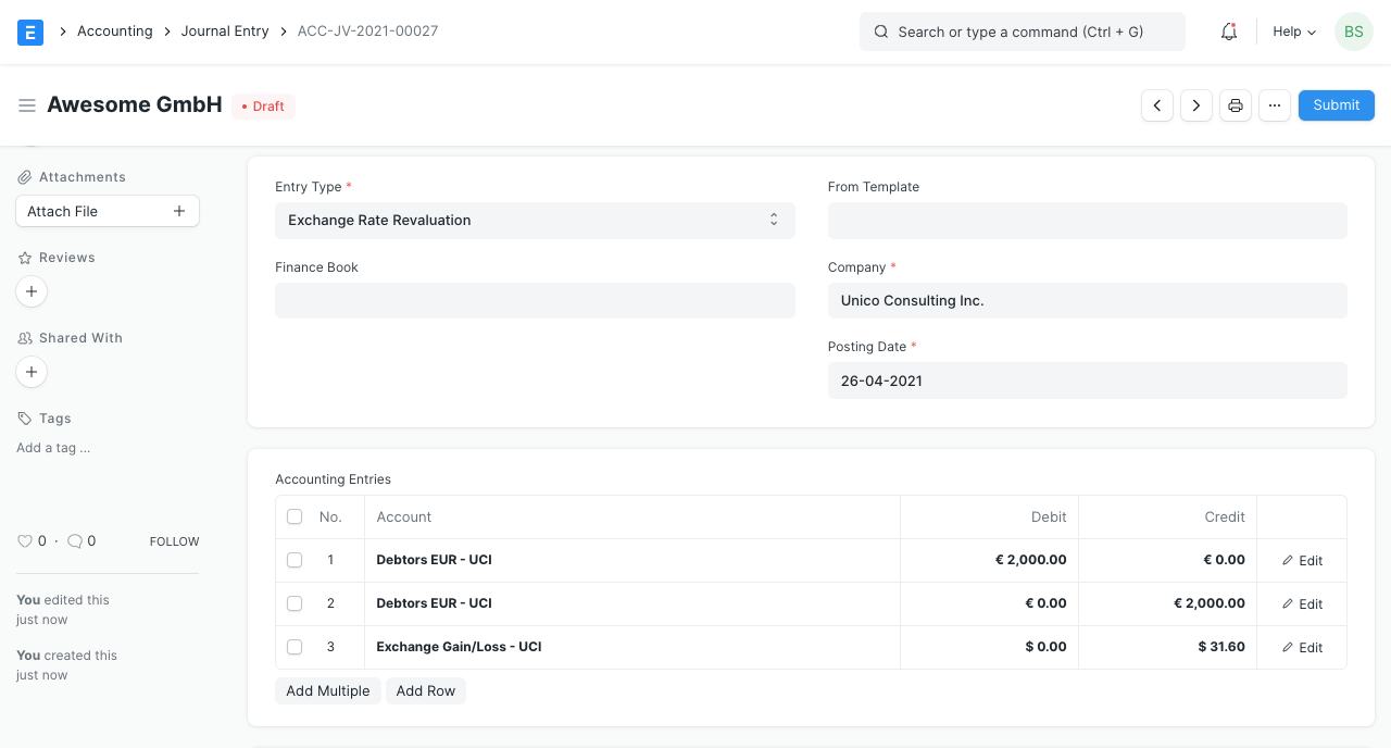 Exchange Rate Revaluation Journal Entry