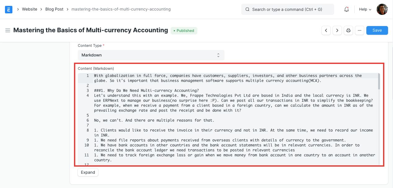 Field Type Markdown Editor