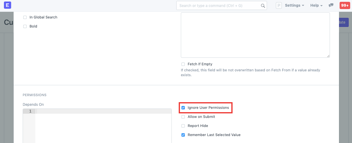 Ignore User Permissions on specific properties