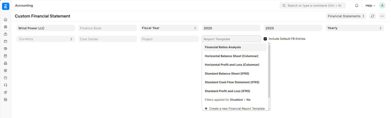 Template selection screen showing available templates