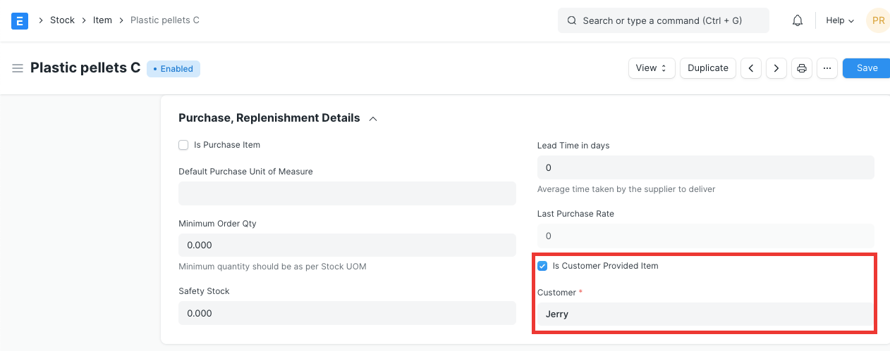 Item Purchase Details