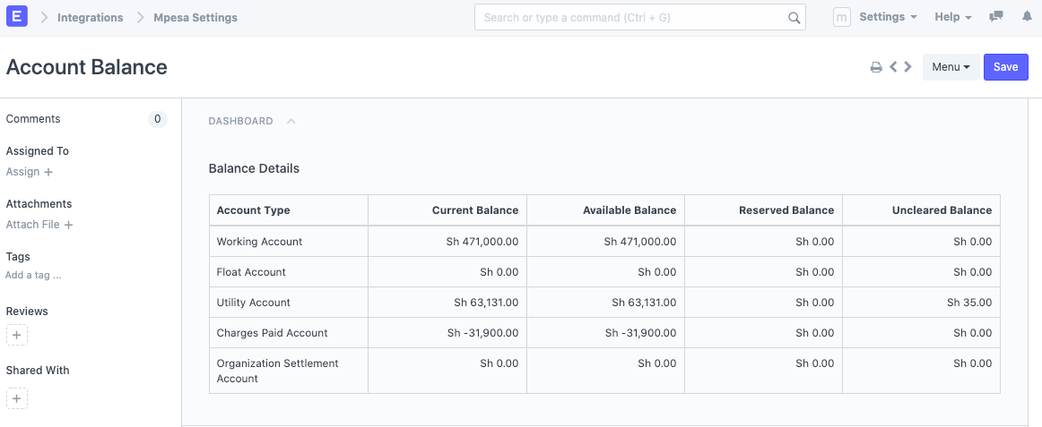POS Account Balance