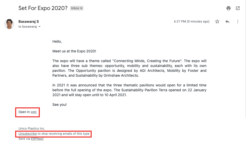 Newsletter With Unsubscribe Link