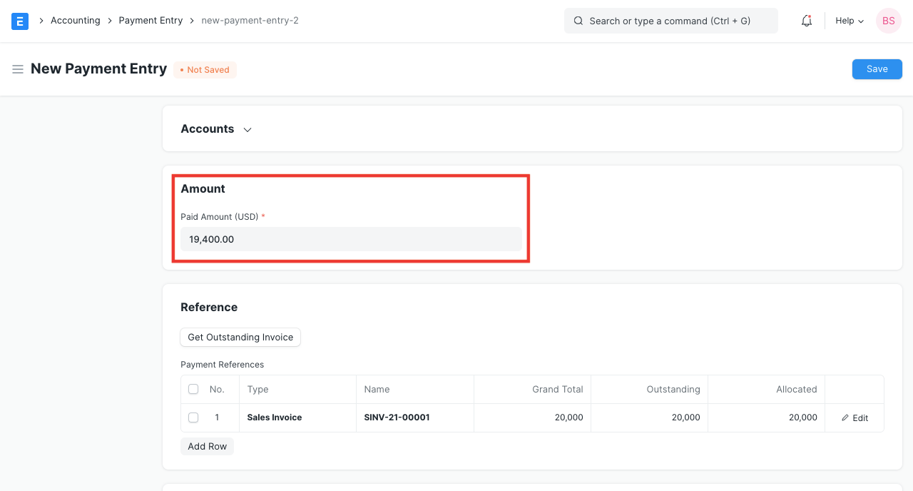Paid Amount in Payment Entry