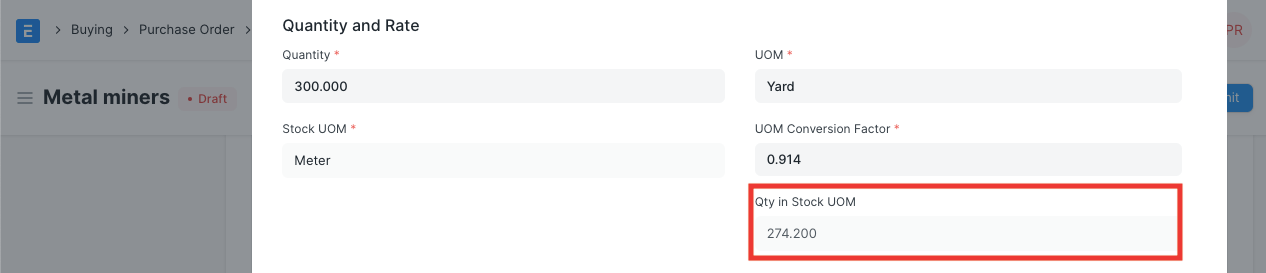 Purchase Order - UOM