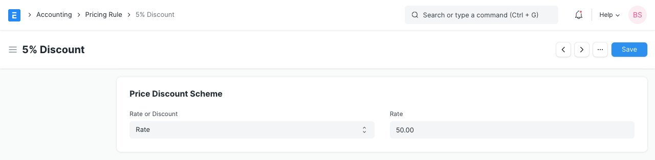 Price Discount Scheme Rate