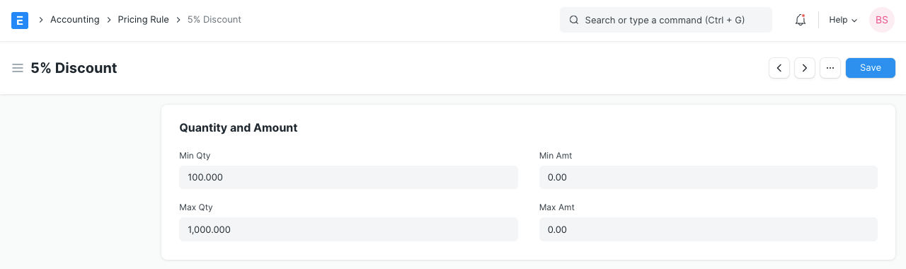 Pricing Rule Quantity and Amount