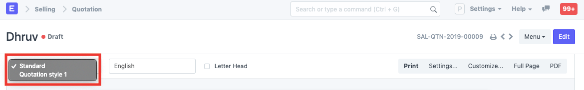 Selecting a Print Format