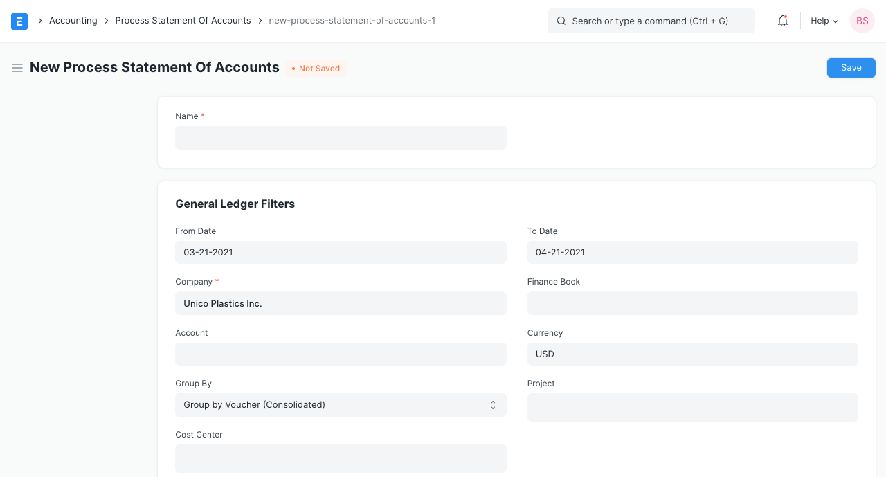 New Process Statement of Accounts