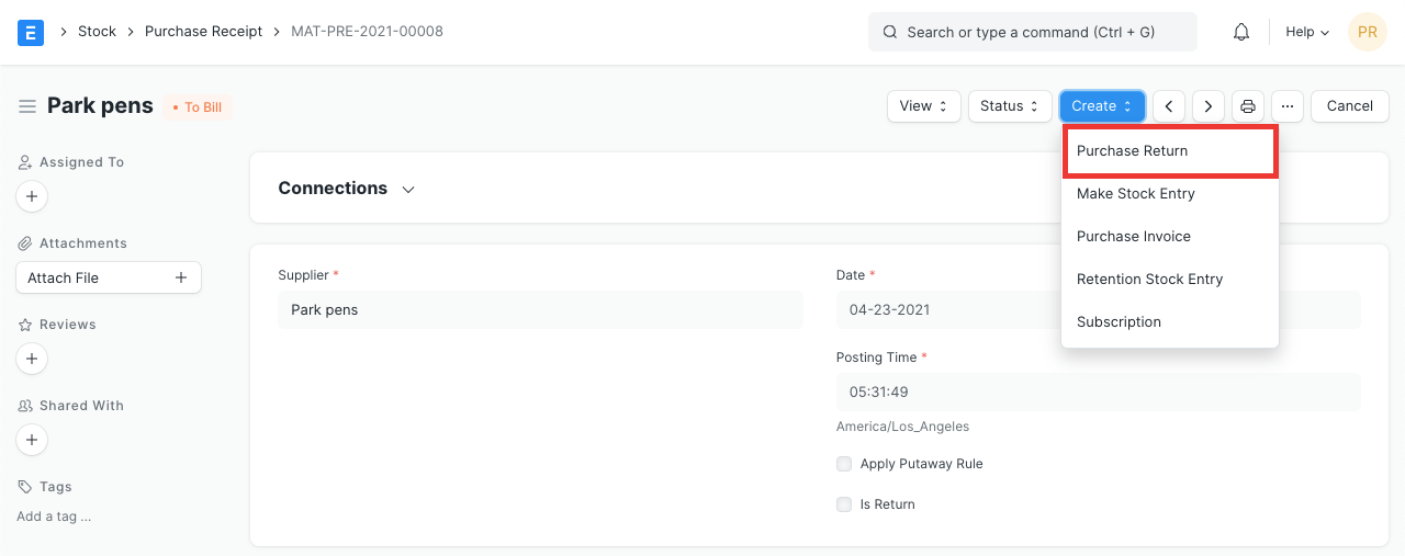 Original Purchase Receipt