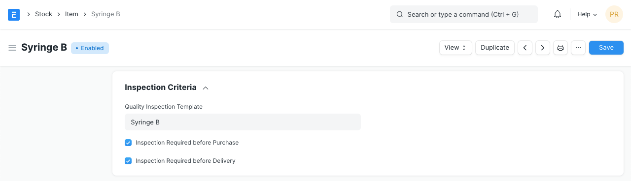 Enable Quality Inspection
