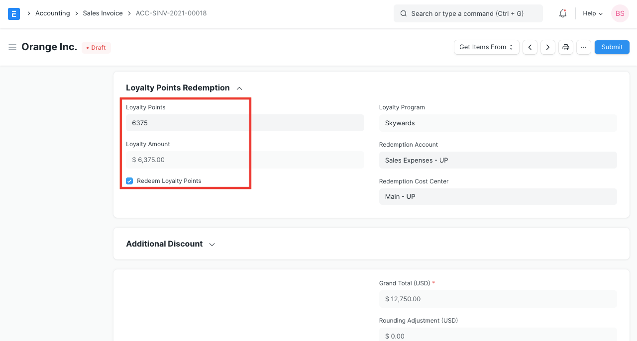 Redeem Loyalty Points