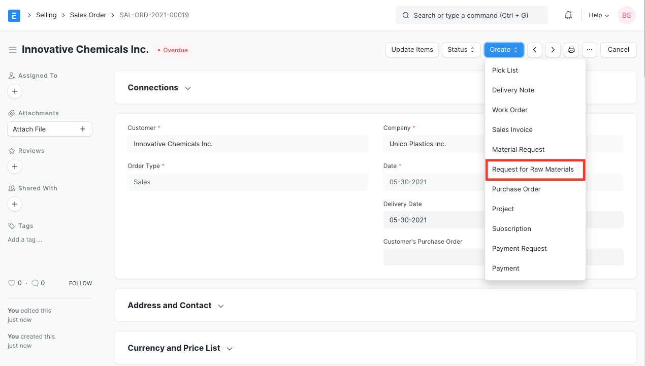 Request For Raw Materials