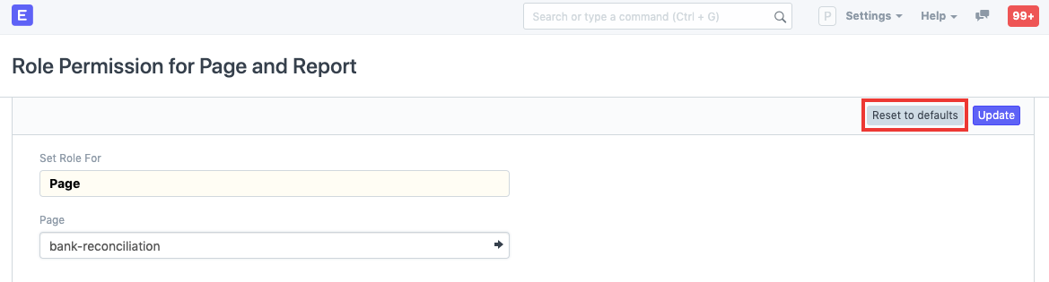 Reset the default roles
