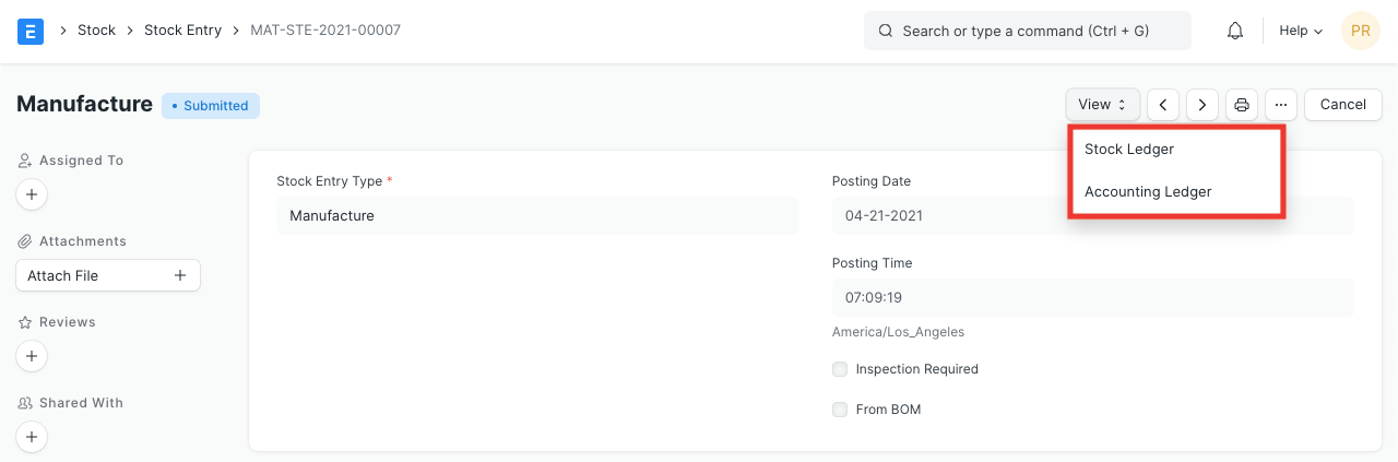 Additional Costs General Ledger
