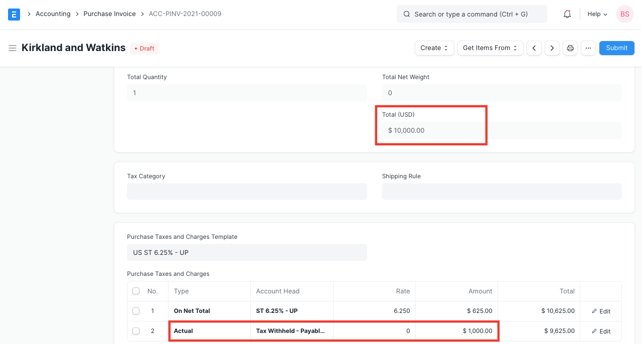 Tax Withholding Category Cumulative Threshhold