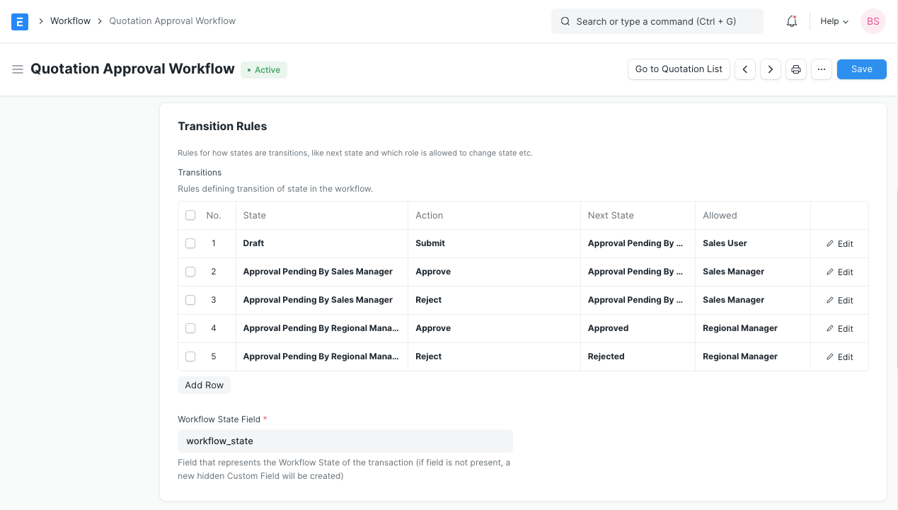 Workflow Transition Rules